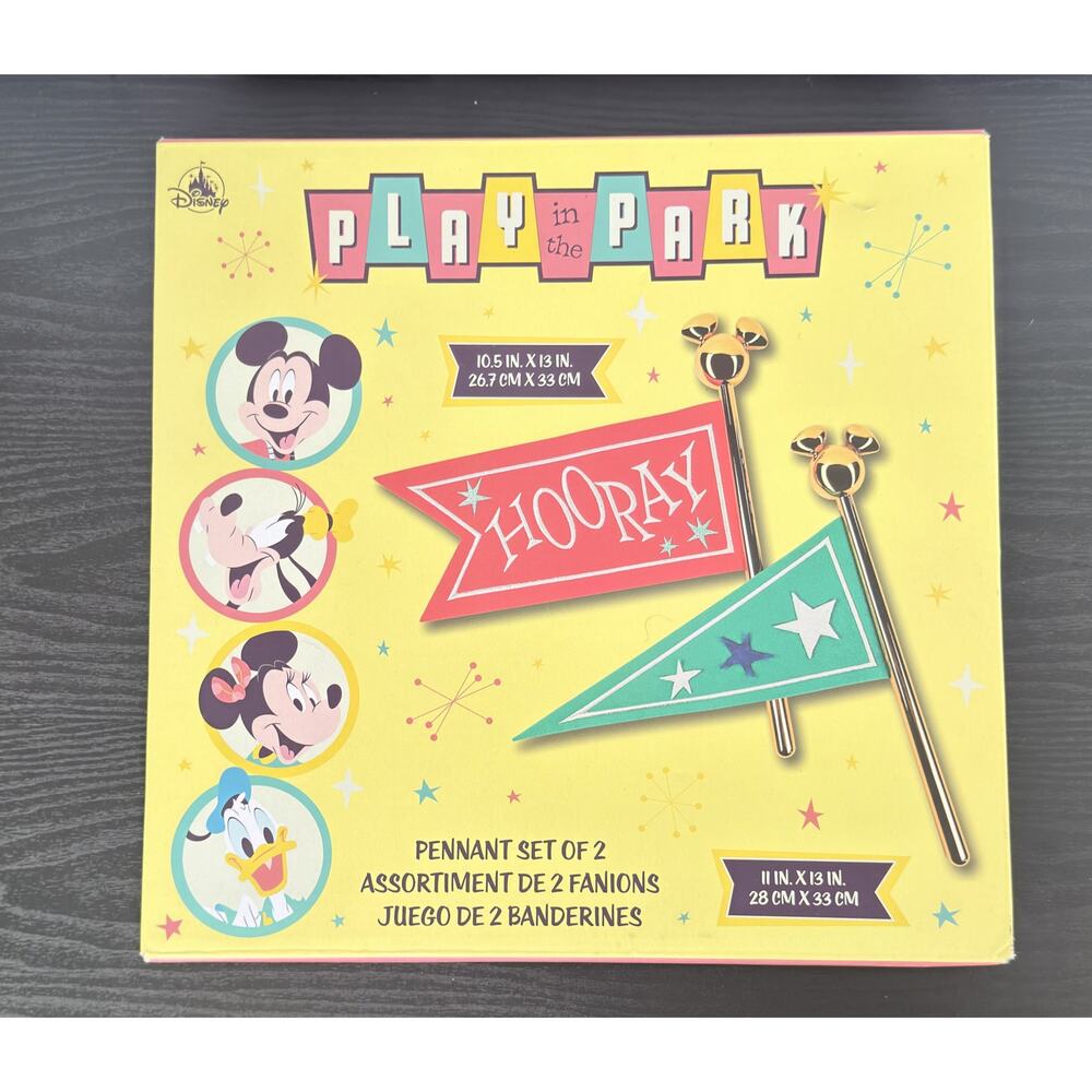 Disney Praks Play in the Park Pennant Set of 2 Wall Decor NEW